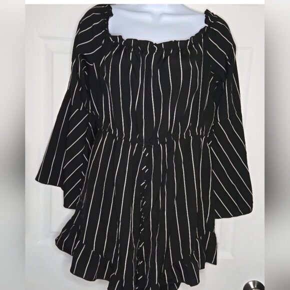 Black and White Striped Romper - Picture 2 of 6